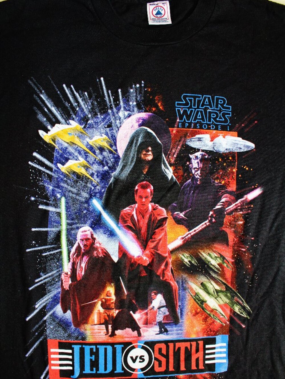Jedi vs Sith STAR WARS tee shirt Episode I vintage NEW Darth Maul Sidious Kenobi